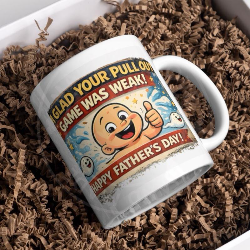 Glad Your Pull Out Game Was Weak Happy Father's Day Mug for Dad Gift Idea