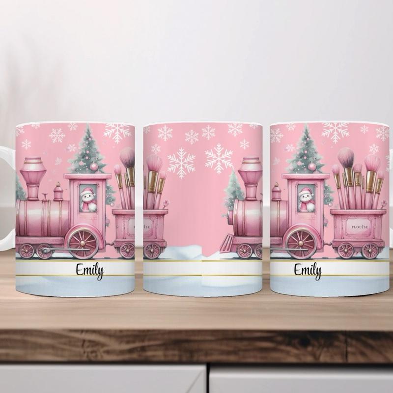 Personalised pink train design 11oz mug