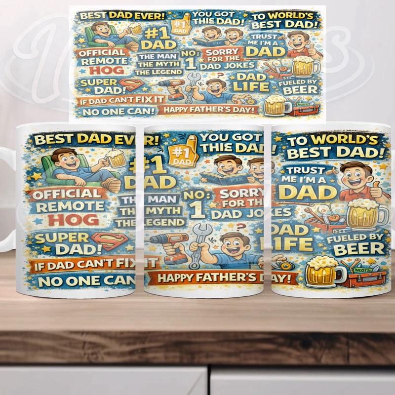 No1 Dad 11oz Mug with Multi Quotes Perfect Gift for Father's Day
