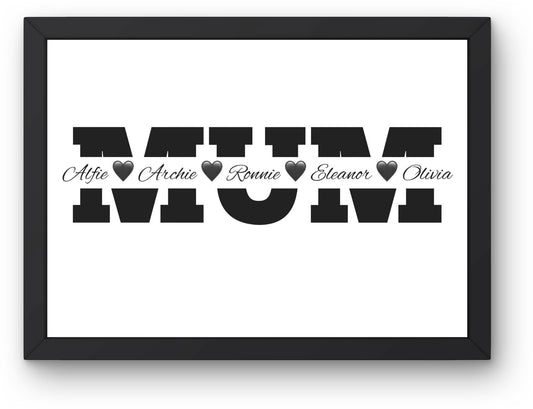 Personalised mum print with entertwined names