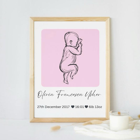 baby announcement print blue and pink design