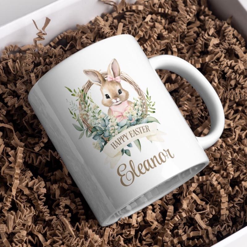 Bunny Happy Easter Personalised Mug