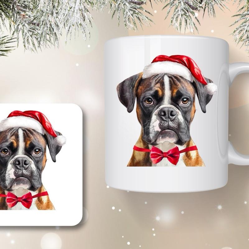 Christmas Dogs Mug and Coaster Set