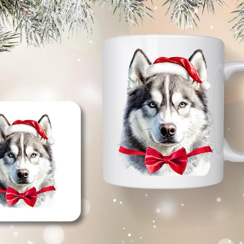 Christmas Dogs Mug and Coaster Set