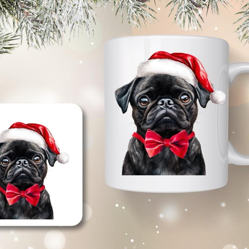 Christmas Dogs Mug and Coaster Set