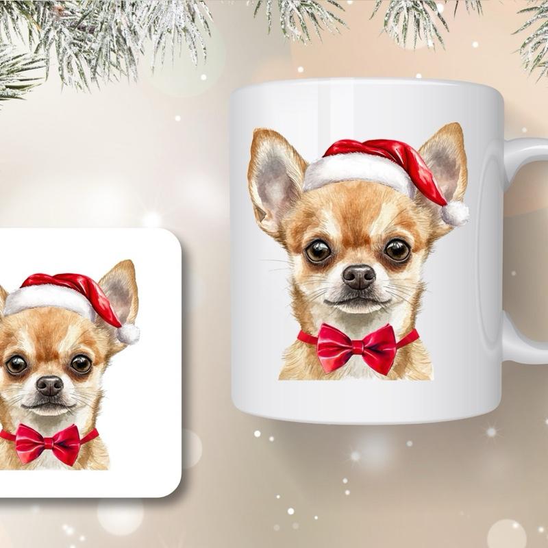 Christmas Dogs Mug and Coaster Set