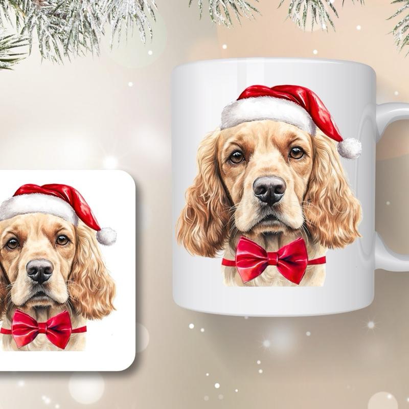 Christmas Dogs Mug and Coaster Set