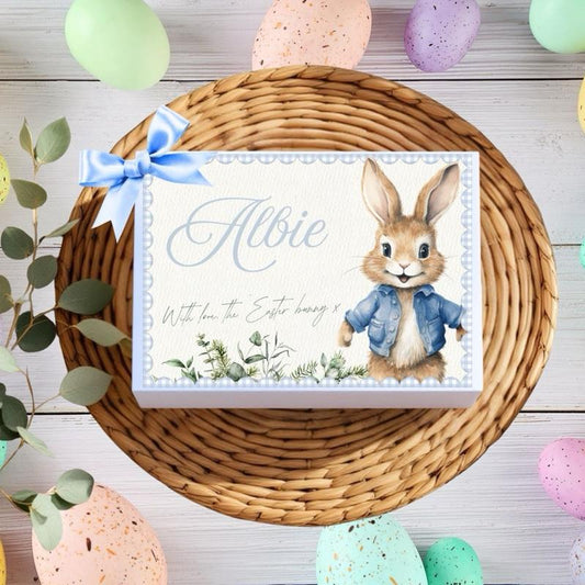 Personalised magnetic Easter Box with Cute Bunny Design and Bow