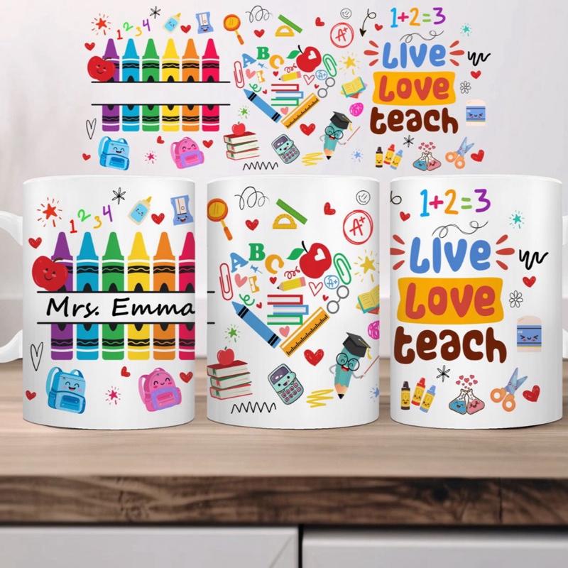 Personalized Live Love Teach Mug with Teacher Name