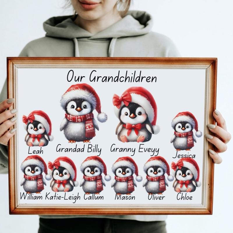 Personalised penguin family print